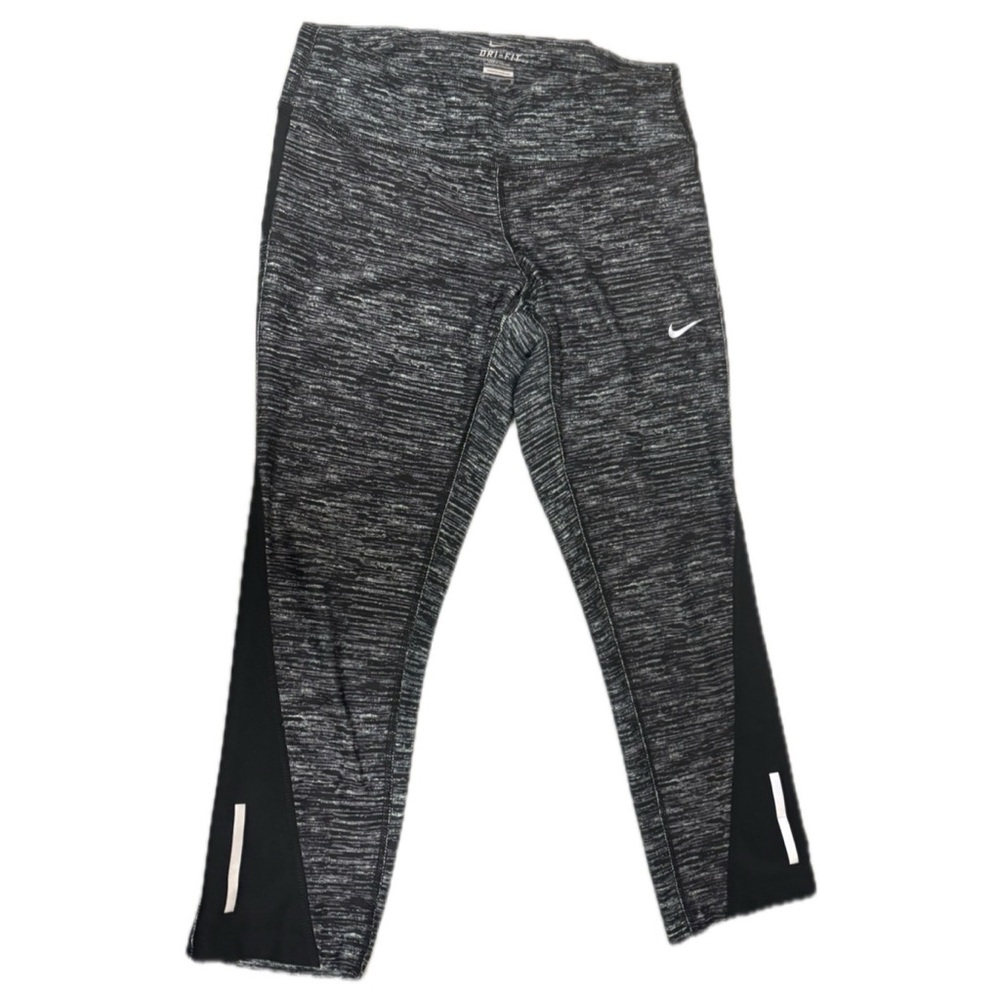 Nike Black & Gray Marled Athletic Leggings with Side Panels